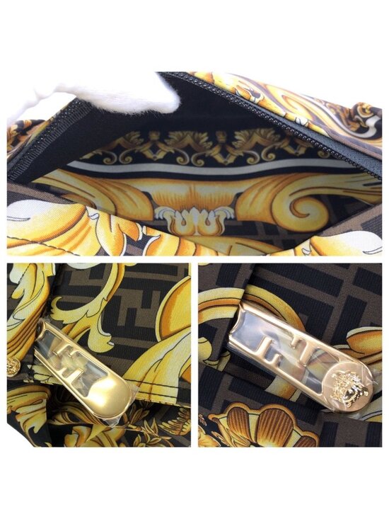Fendi Black Brown Yellow Gold Nylon Backpack main image 9